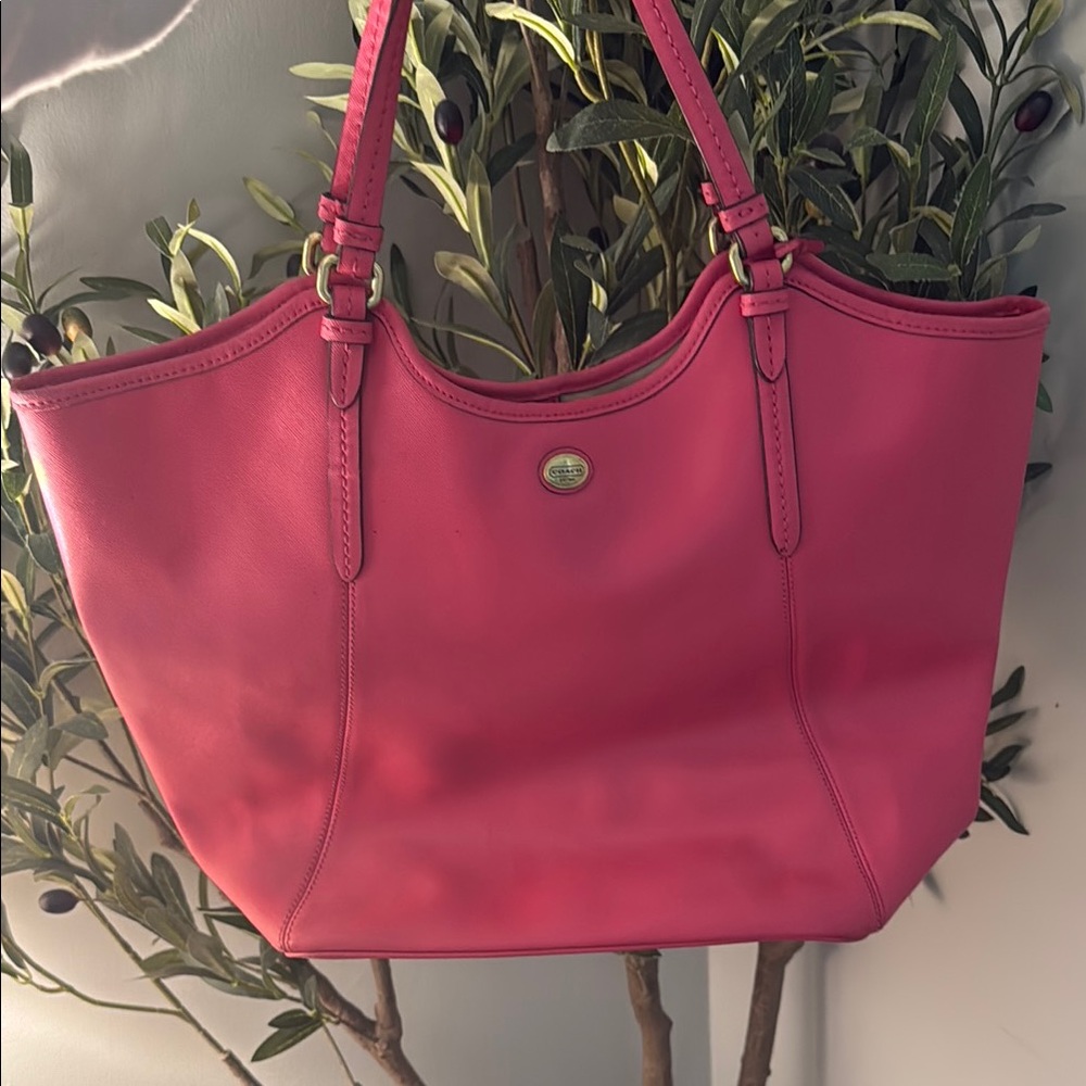 Coach Pink Leather Tote Bag